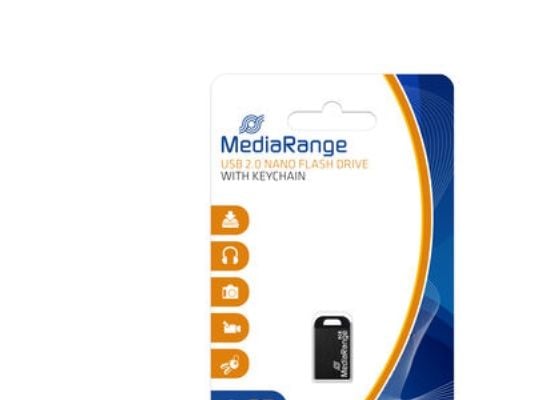 MediaRange MR920, 8 GB, USB A-tyyppi, 2.0, 15 MB/s, Ilman suojusta, Musta