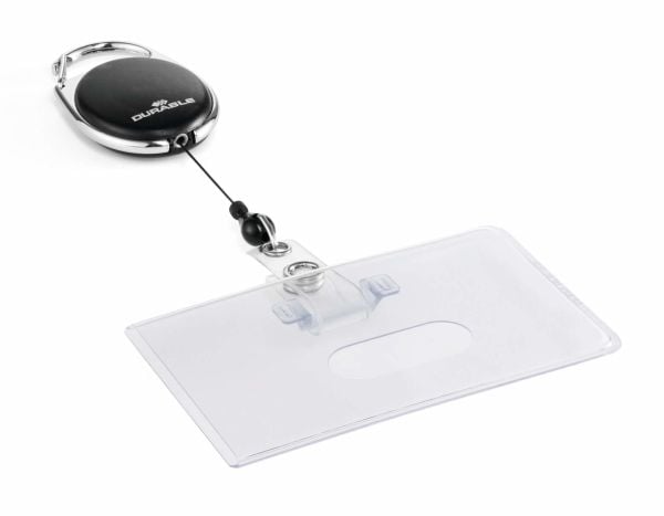 Durable 890701, Namnskylt, Liggande / Stående, Metall, Plast, Krom, Svart, 80 cm, 92 mm