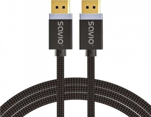 Savio DisplayPort cable 1 m Black CL-165, 1 m, DisplayPort, DisplayPort, Hankjønn, Hankjønn, 7680 x 4320 piksler