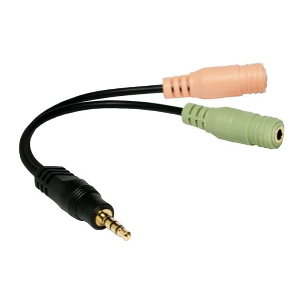 LogiLink - Audioadapter - mini-phone stereo 3.5 mm hunn til 4-polsminijakk hann - 15 cm - svart