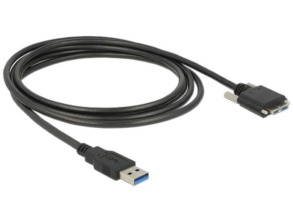 Delock - USB-kaapeli - Micro-USB Type B (han) til USB Type A (han) - USB 3.0 - 3 m - tommelskruer - sort