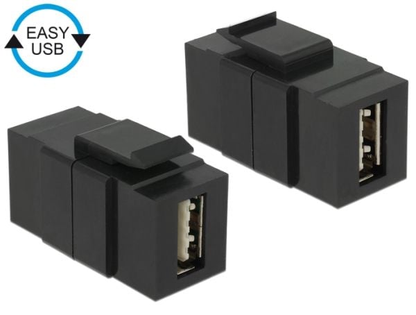 Delock - USB-adapter - USB (hunn) til USB (hunn) - USB 2.0 - reversibel A-kontakt - svart