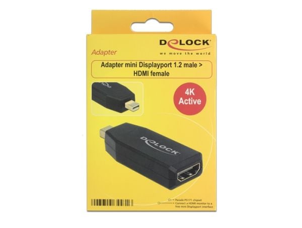 DeLOCK 65581, mini Displayport 1.2, HDMI, Musta