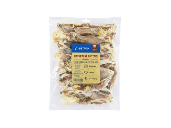 PETMEX hund tygge Kanin øre med pels 500g