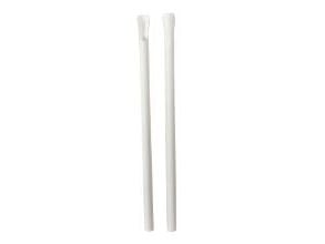 Sugerør Ø8x210 mm uten bøy biologisk nedbrytbare med spade/skje hvite - (125 stk./pose)