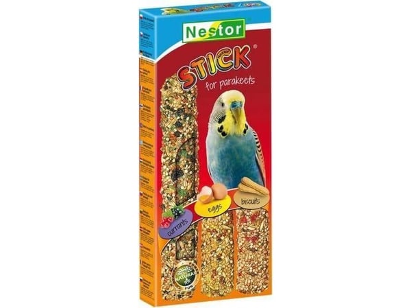 Nestor fôrkolbe 3-i-1 for små papegøyer solbær, egg, kake 130 g