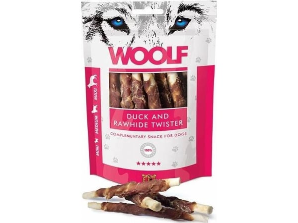 WOOLF Woolf hundegodbiter Duck&Rawhide Twister 100 g WOOLF Woolf hundegodbiter Duck&Rawhide Twister 100 g