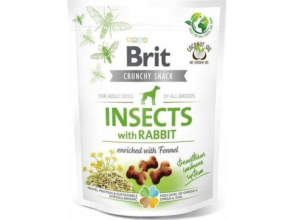 Brit Brit Crunchy Snack Insects with Rabbit 200 g, godbiter til hunder med kanin