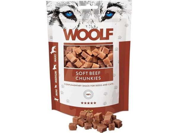 WOOLF Woolf Hundegodbit Soft Beef Chunkies, 100 g