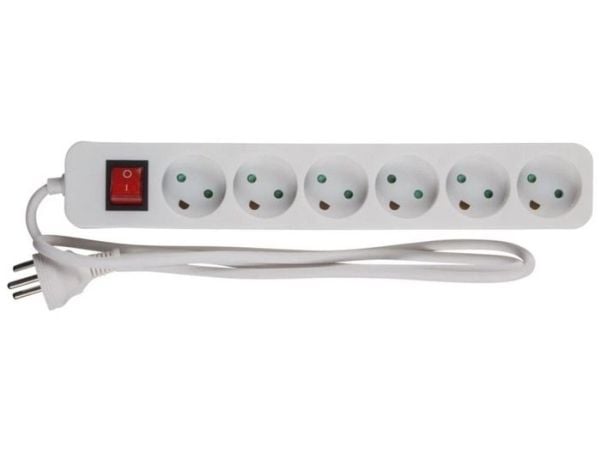 Microconnect MC-GRU0630DK, 3 m, Sisätila, Tyyppi K, Tyyppi K, Valkoinen, 6 AC-pistorasia(a)