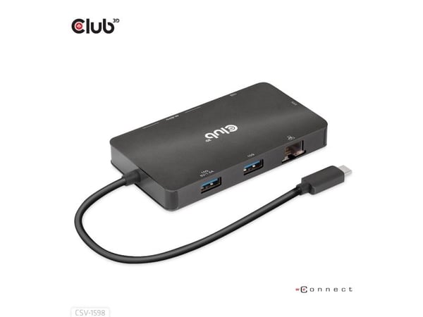 Club 3D - Dokkingstasjon - USB-C 3.2 Gen 2 - 2 x DP - GigE