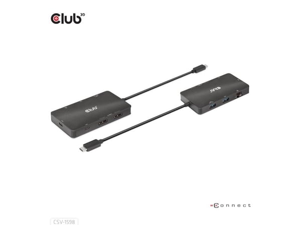 Club 3D - Dokkingstasjon - USB-C 3.2 Gen 2 - 2 x DP - GigE