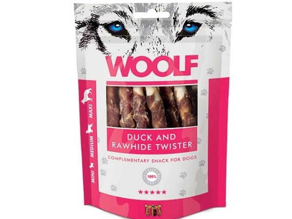 WOOLF Duck rawhide twister - hundegodbid - 100g
