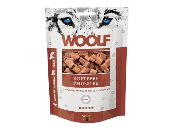 WOOLF Woolf Hundegodbit Soft Beef Chunkies, 100 g
