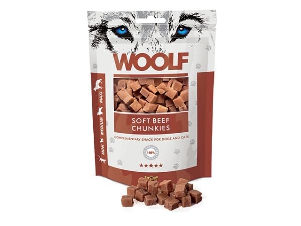 WOOLF Woolf Hundegodbit Soft Beef Chunkies, 100 g