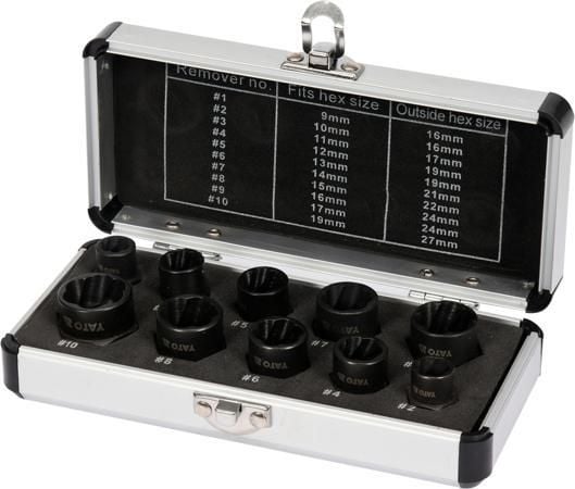 Yato YT-06031, Skrueuttrekkersett, Kull stål, Sort, 9,5 mm, 9 mm, 10 mm, 11 mm, 12 mm, 13 mm, 14 mm, 15 mm, 16 mm, 17 mm, 19 mm, Sort