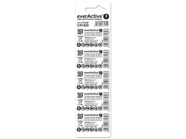 Everactive CR16205BL, Engångsbatteri, CR1620, Litium, 3 V, 5 styck, 10 År