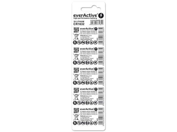Everactive CR16325BL, Engangsbatteri, CR1632, Lithium, 3 V, 5 stykker, 10 år