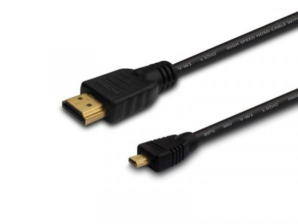 SAVIO CL-39 - HDMI-kaapeli Ethernet-yhteydellä - micro HDMI-uros HDMI-uros - 1 m - suojattu - musta - 4K-tuki