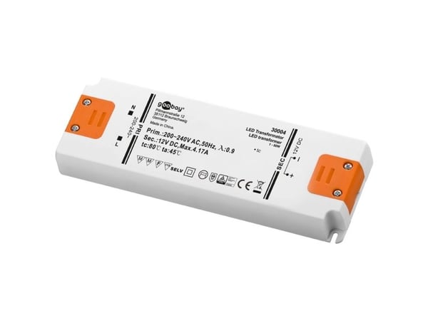 Goobay 30004, Elektronisk lystransformator, Oransje, Hvit, IP20, -20 - 45 °C, CE, RoHS Directive 2011/65/EU [OJEU L174/88-110, 01.07.2011, 50 W