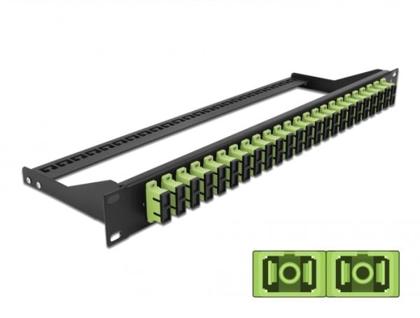 Delock - Patch-panel - stativmonterbar - SC Duplex MM X 24 - sort, limegrøn - 1U - 19"