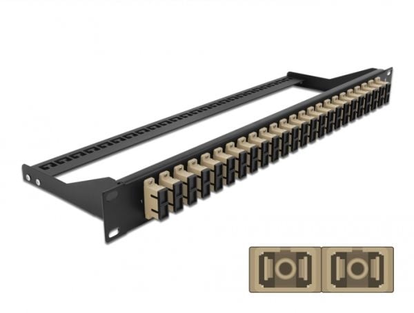 Delock - Koblingspanel - rackmonterbar - SC Duplex MM X 24 - svart, beige - 1U - 19"