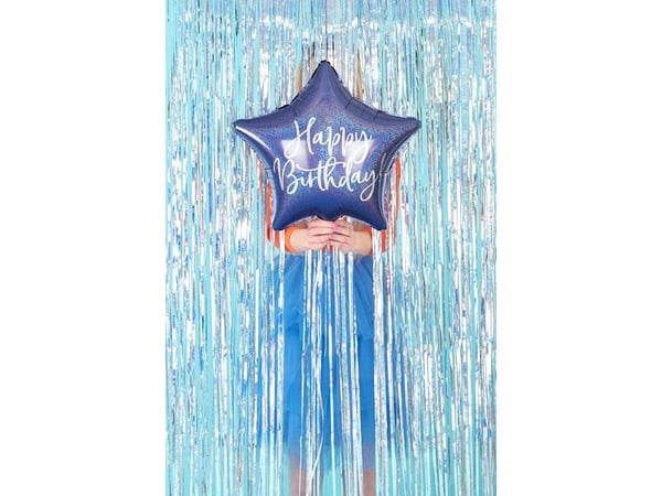 PartyDeco FB93-074-KARTON, Marineblå, Star, Folie, Bursdag, Engelsk, 40 cm
