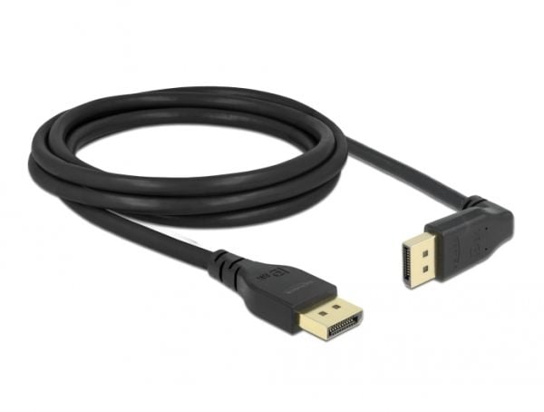 Delock - DisplayPort-kabel - DisplayPort (hann) til DisplayPort (hann) vinklet - DisplayPort 1.4 - 2 m - 8K-støtte - svart