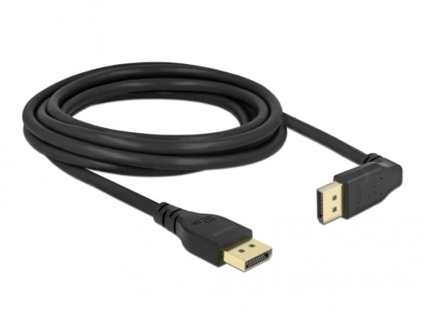 Delock - DisplayPort-kabel - DisplayPort (hann) til DisplayPort (hann) vinklet - DisplayPort 1.4 - 3 m - 8K-støtte - svart