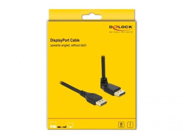Delock - DisplayPort-kabel - DisplayPort (hann) til DisplayPort (hann) vinklet - DisplayPort 1.4 - 3 m - 8K-støtte - svart