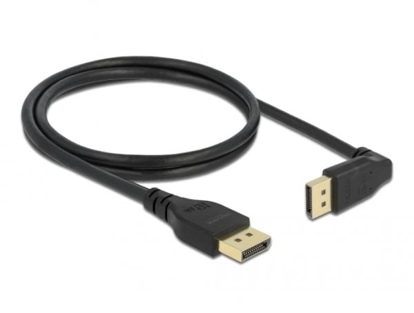 Delock - DisplayPort-kabel - DisplayPort (hann) til DisplayPort (hann) vinklet - DisplayPort 1.4 - 1 m - 8K-støtte - svart
