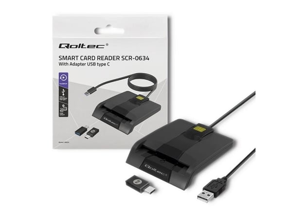 Qoltec SCR-0634 - SMART chip card reader - USB-C, USB 2.0