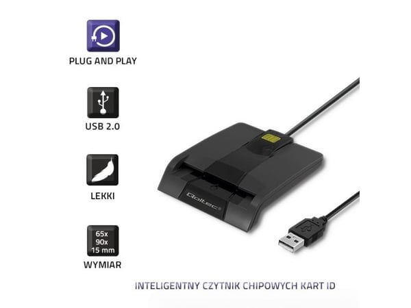 Qoltec SCR-0634 - SMART chip card reader - USB-C, USB 2.0