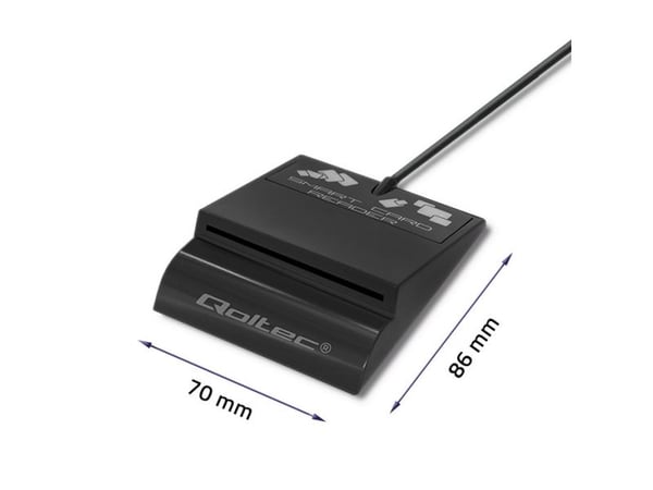 Qoltec Intelligent Smart ID SCR-0636 - SMART-kortinlukija - USB 2.0, USB-C
