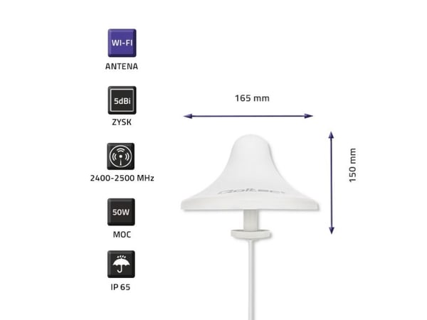 Qoltec - Antenn - Dome - Wi-Fi - 5 dBi - rundstrålande - inomhus
