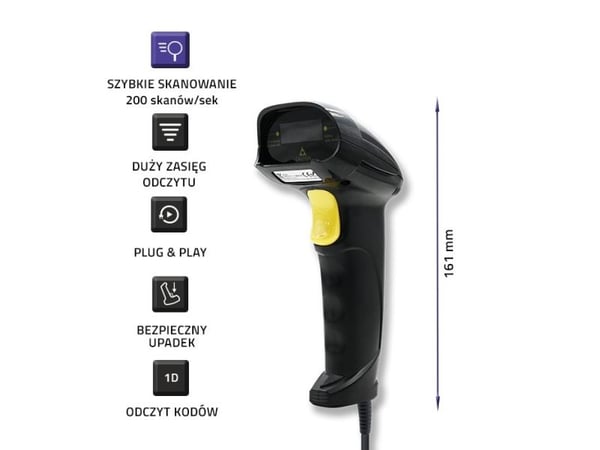 Qoltec - Strekkodeskanner - håndholdt - 200 skann/sek - dekodet - USB
