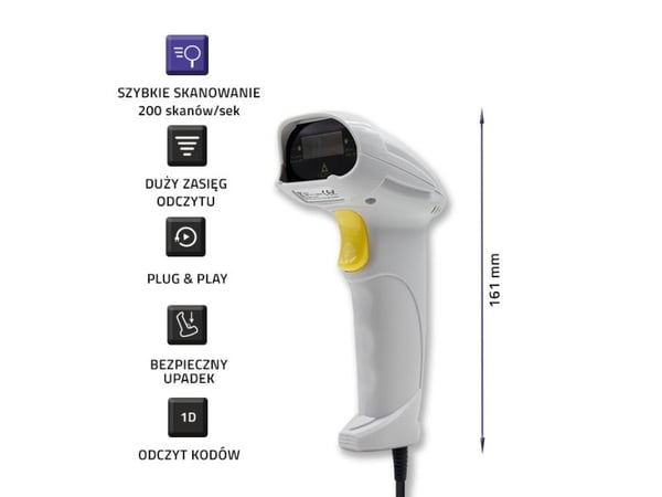 Qoltec 50877 Laserkeilain 1D | USB | valkoinen