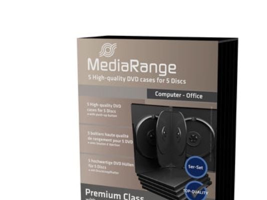 MediaRange DVD Case - Medieoppbevaringseske - kapasitet: 5 DVD - svart (en pakke 5)