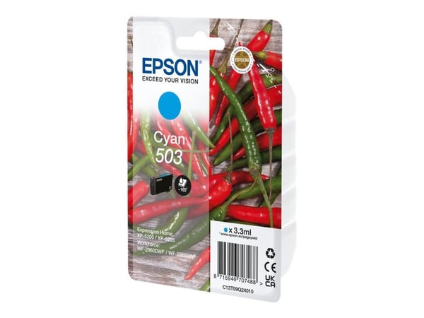 Epson 503, Perusvärintuotto, 3,3 ml, 165 sivua, 1 kpl, Kertapakkaus