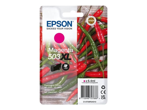 Epson 503XL, Korkea (XL) värintuotto, 6,4 ml, 470 sivua, 1 kpl, Kertapakkaus