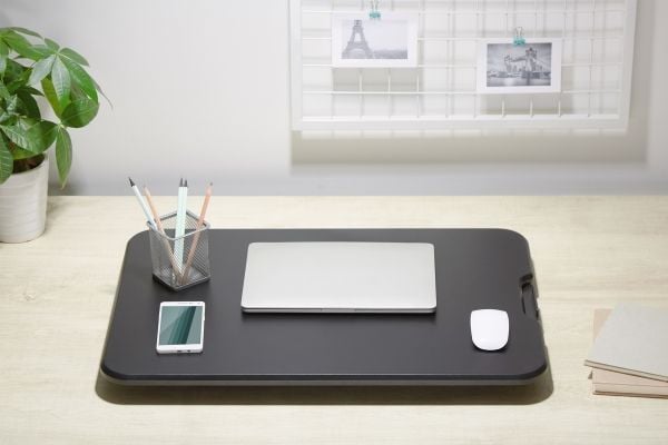 DIGITUS - Stående skrivebordomformer - rektangulær med avrundede sider - aluminium, MDF, plastikk, PVC, stål - svart - svart sokkel - svart