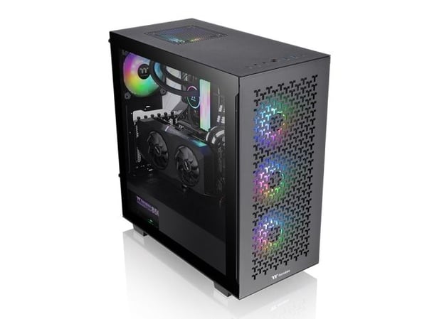 Thermaltake V Series V350 TG ARGB Air - Mid tower - ATX - sidepanel med vindu (herdet glass) - ingen strømforsyning (PS2) - svart - USB/lyd