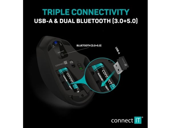 Connect IT Triple SmartSwitch smartbryter, 2,4 GHz og Bluetooth 5.0, svart