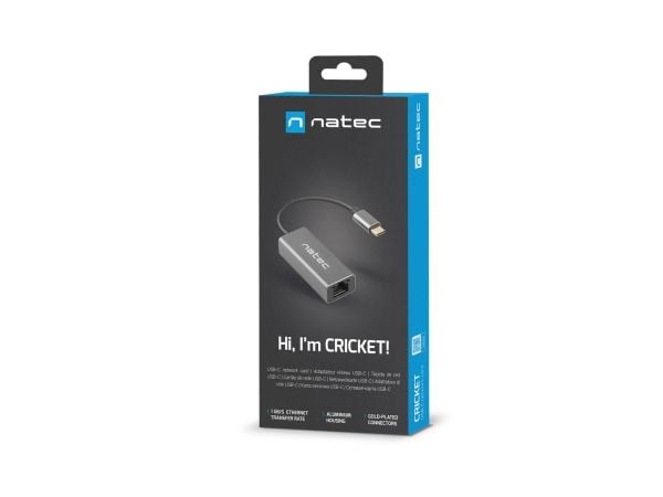 NATEC Cricket, USB 3.2 Gen 1 (3.1 Gen 1) Type-C, 100,1000 Mbit/s, Grå, RJ-45, 24 mm, 60 mm