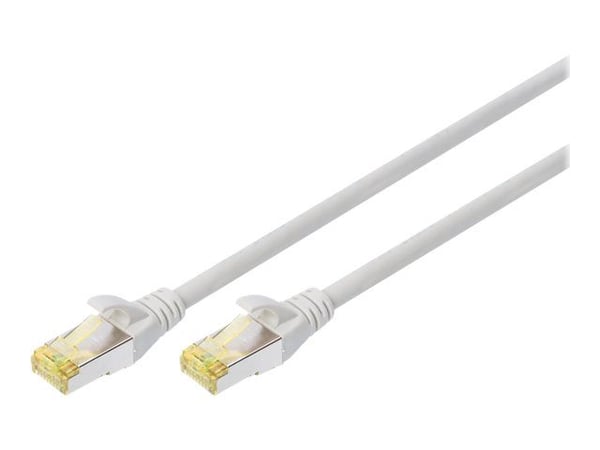 DIGITUS - Koblingskabel - RJ-45 (hann) til RJ-45 (hann) - 50 cm - S/FTP - CAT 6a - med støvel, halogenfri, formstøpt, uten hindringer - grå (en pak...