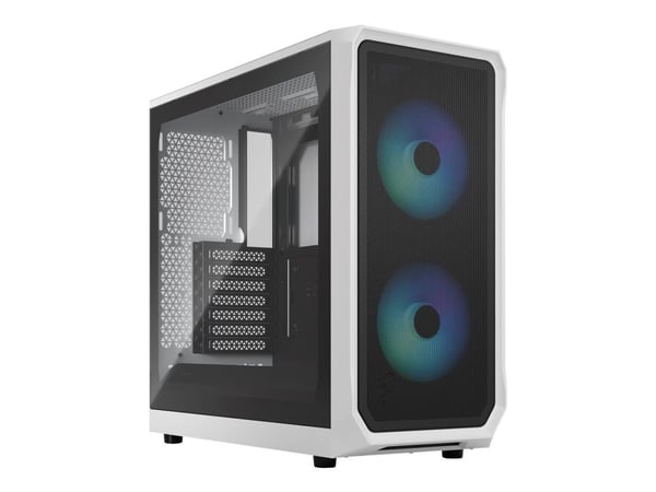 Fractal Design Focus 2 RGB - Tower - ATX - sidepanel med vindu (herdet glass) - ingen strømforsyning (ATX) - hvit TG-klar fargetone - USB/lyd