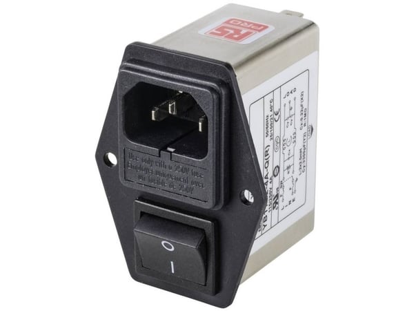 TRU COMPONENTS TC-10101524 Strømfilter med IEC-tilslutning, med afbryder 250 V/AC 4 A 1,2 mH 1 stk