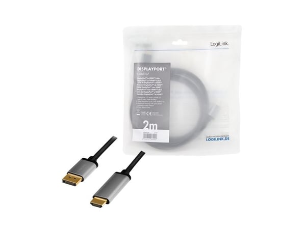 LogiLink CDA0107, 2 m, DisplayPort, HDMI, Hanstik, Hanstik, Hanstik, 3840 x 2160 pikseliä