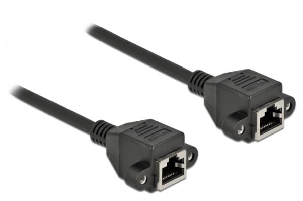 Delock - Nettverksforlengelseskabel - RJ-45 (hunn) til RJ-45 (hunn) - 1 m - S/FTP - CAT 6a - halogenfri - svart