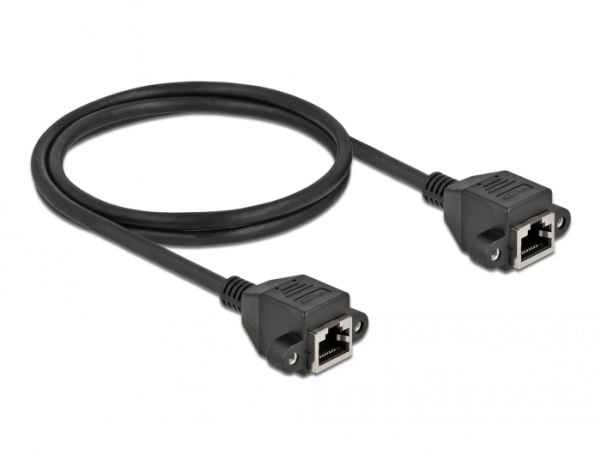 Delock - Nettverksforlengelseskabel - RJ-45 (hunn) til RJ-45 (hunn) - 1 m - S/FTP - CAT 6a - halogenfri - svart